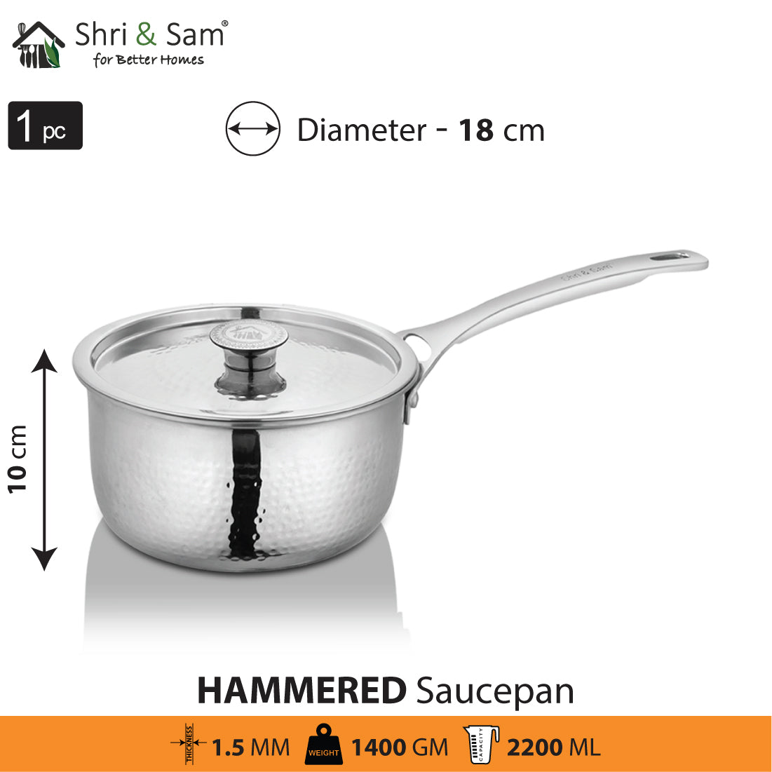 Stainless Steel 4 PCS Heavy Weight Hammered FAMILY Cookware Set Platinum