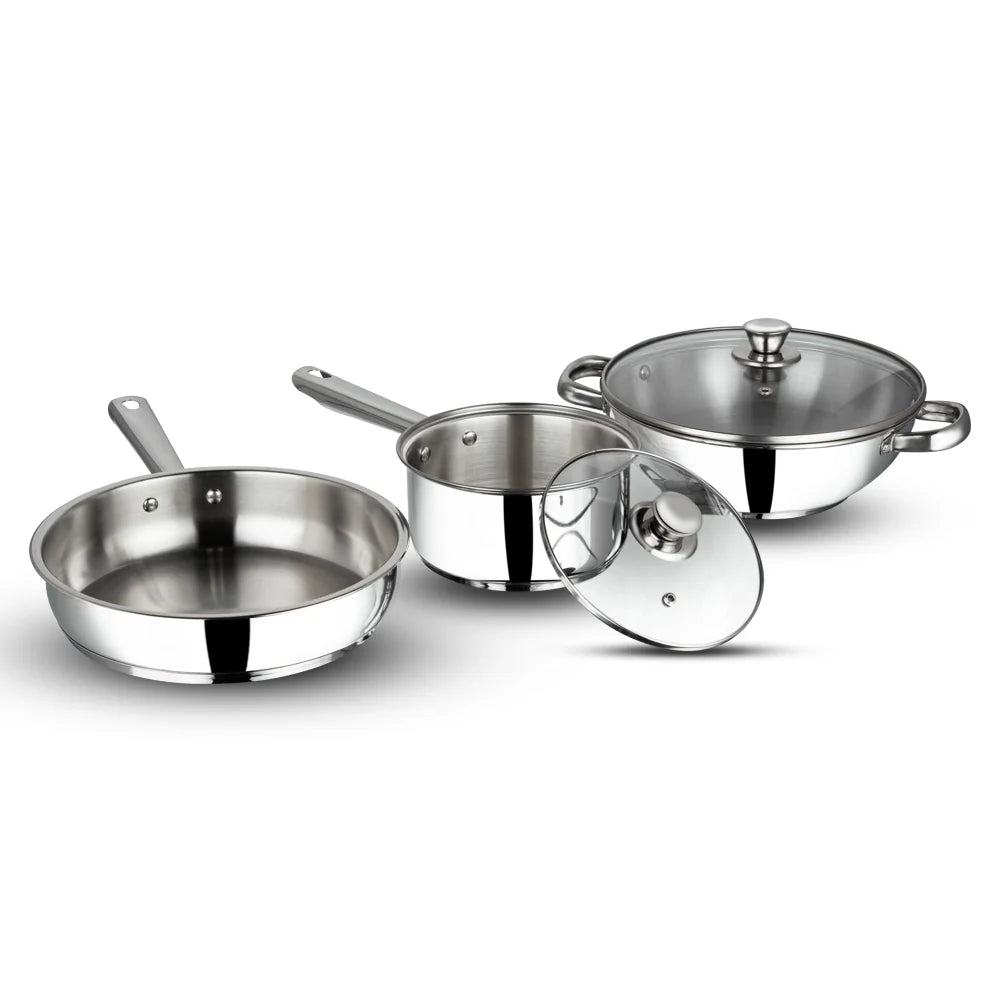 Vinod Stainless Steel Modena Cookware Set - 3 Piece (Induction Friendly)
