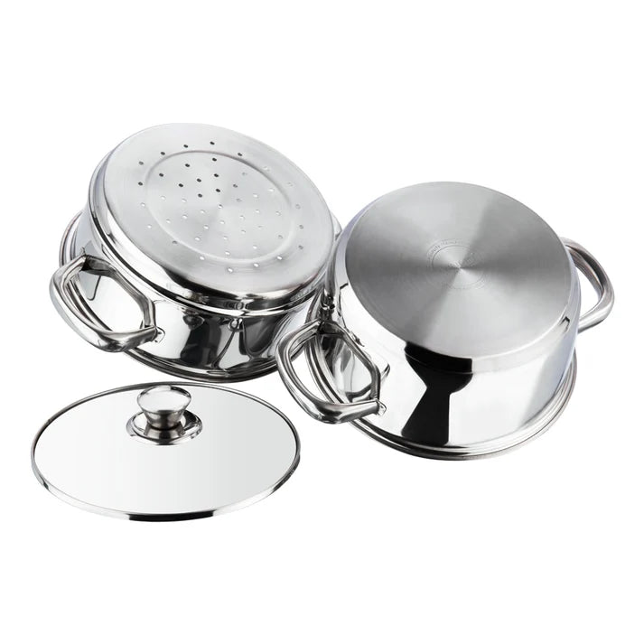 Vinod Stainless Steel 2 Tier Steamer with Lid (Induction Friendly)