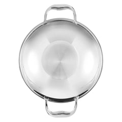 Vinod Platinum Triply Stainless Steel Extra Deep Kadai with Steel Lid