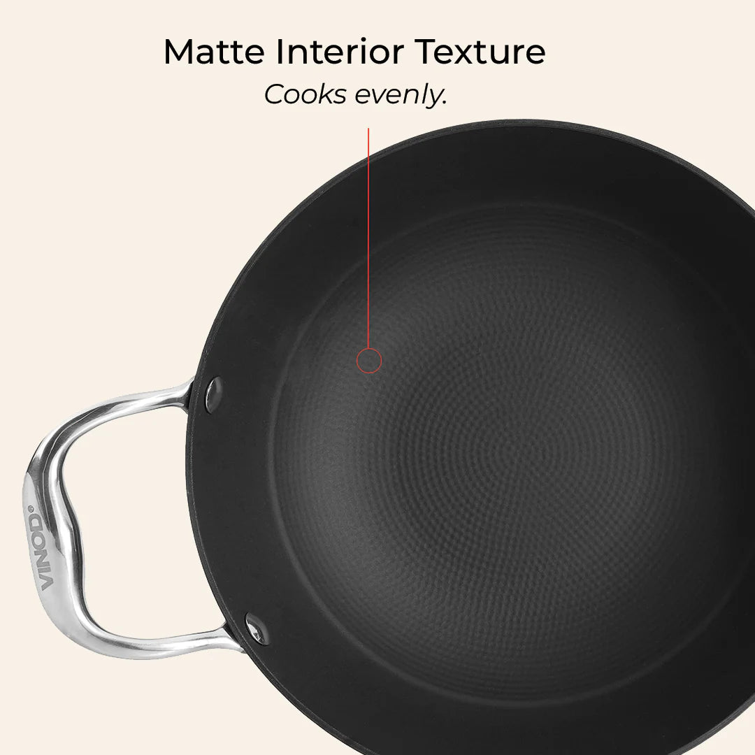 Vinod Ferona Cast Iron Kadai with Lid