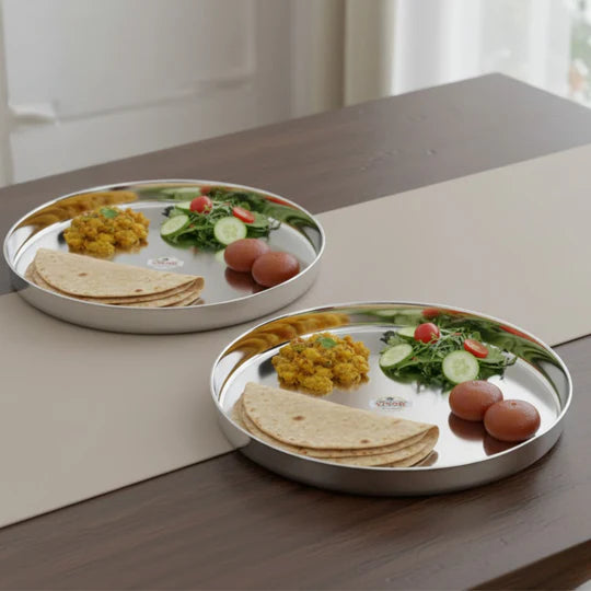 Vinod Stainless Steel Beeding Khumcha Thali Set of 2,