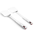 Vinod Stainless Queens Steel Roti Turner Heavy Gauge Flat Plain Cooking Spoon Steel Spatula I Set of 2