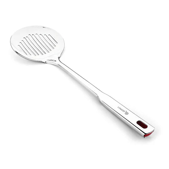 Vinod Stainless Steel Queens Skimmer Slotted Spoon for Frying 38.5 cm I Set of 2
