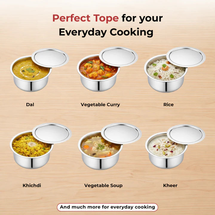 Doniv Titanium Triply Stainless Steel Tope with Cover , Induction Friendly