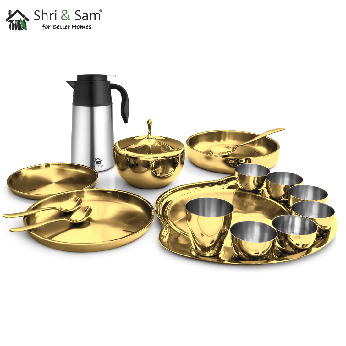Stainless Steel 72 PCS Dinner Set with Gold PVD Coating (6 People) Nifty