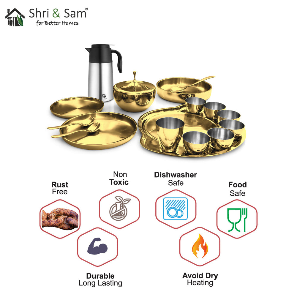 Stainless Steel 72 PCS Dinner Set with Gold PVD Coating (6 People) Nifty