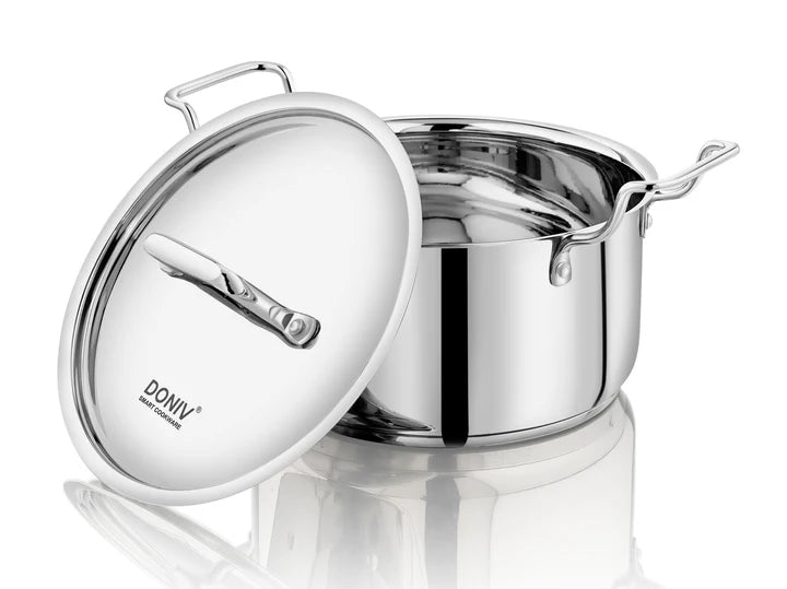 Doniv Majestic Stainless Steel Sandwich Bottom Sauce Pot With Lid  – Induction Friendly