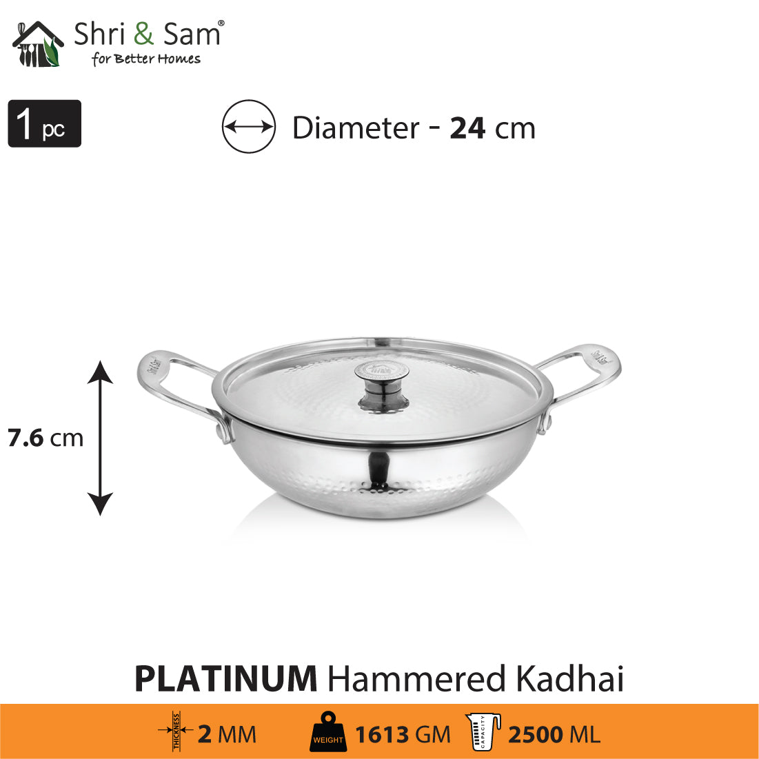 Stainless Steel 4 PCS Heavy Weight Hammered FAMILY Cookware Set Platinum