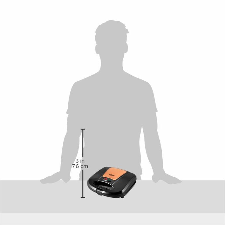 BOSS Panino+ 800 Watts Sandwich Toaster with Fixed Toast Plates, Rose Gold