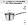 Vinod – Claro Heavy Gauge Stainless Steel Sauce Pan (Plain), 1.5 mm