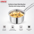 Vinod – Claro Heavy Gauge Stainless Steel Sauce Pan (Plain), 1.5 mm