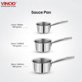 Vinod – Claro Heavy Gauge Stainless Steel Sauce Pan (Plain), 1.5 mm