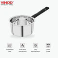 Vinod Stainless Steel Premium Plain Sauce Pan Heavy Gauge Milk Pan, Tea Pan, Induction & Gas Stove Compatible, Dishwasher Safe, Durable Tea Pot for Kitchen