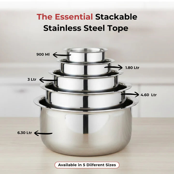 Doniv Titanium Triply Stainless Steel Tope with Cover , Induction Friendly