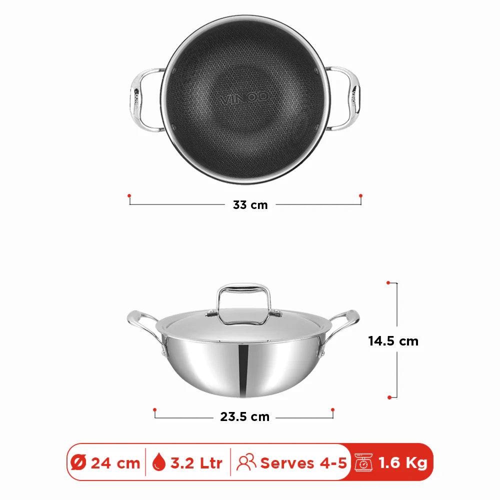 Vinod Platinum SAS Pro Extra Deep Kadai (Induction Compatible)