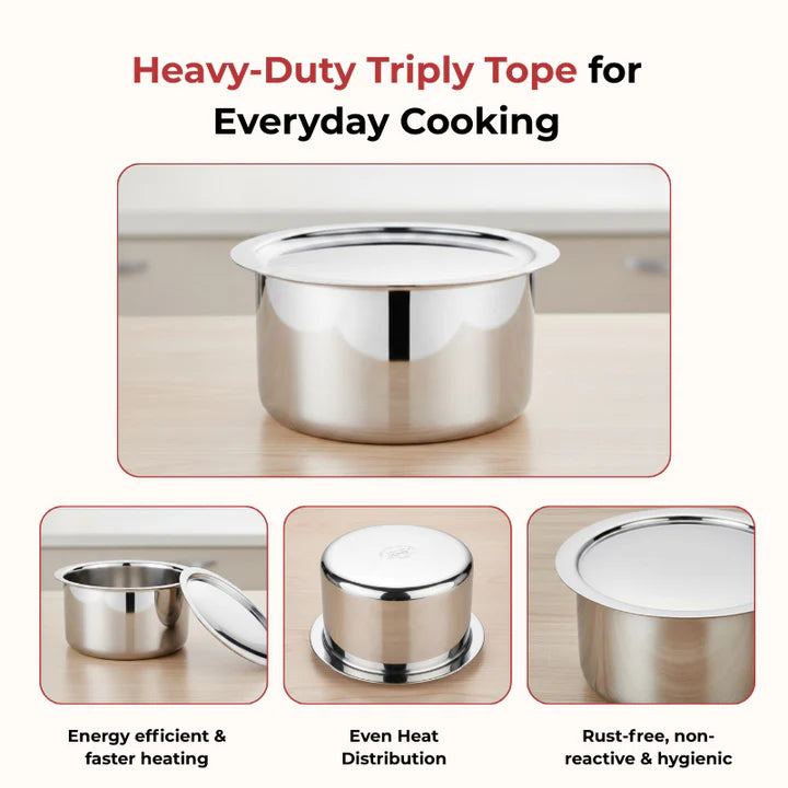 Doniv Titanium Triply Stainless Steel Tope with Cover , Induction Friendly