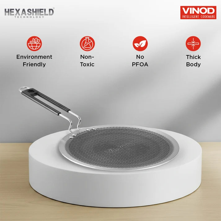 Vinod Platinum Triply Stainless Steel SAS Pro Concave Tawa - 25 cm (Induction Friendly)