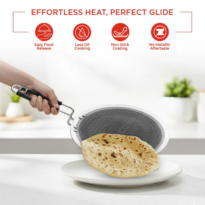 Vinod Platinum Triply Stainless Steel SAS Pro Concave Tawa - 25 cm (Induction Friendly)
