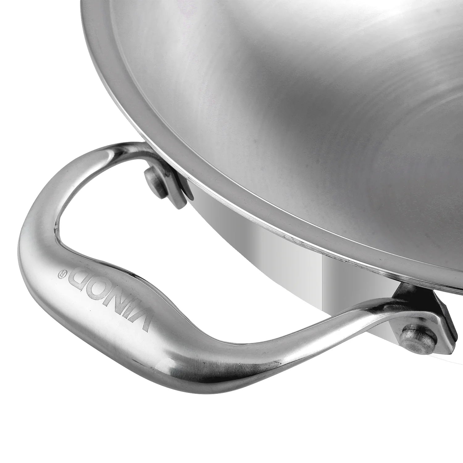 Vinod Platinum Triply Stainless Steel Wok - 26 cm (Induction Friendly)