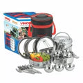 VINOD Stainless Steel Travelling Set 10 Inch 4 Compartment - 25 Pcs, Mirror Finish, Tough & Strong, Dishwasher Safe, Rust Free