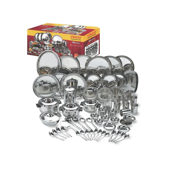 85 Pieces Deluxe Dinner Set for Eight Persons with Free Doniv Sauce Pan Perfect for Weddings and Family Gifting