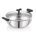 DONIV Stainless Steel Sandwich Bottom Solitaire Kadhai With Glass Lid & Side handle, Induction Friendly