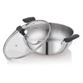 DONIV Stainless Steel Sandwich Bottom Solitaire Kadhai With Glass Lid & Side handle, Induction Friendly