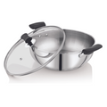 DONIV Stainless Steel Sandwich Bottom Solitaire Kadhai With Glass Lid & Side handle, Induction Friendly