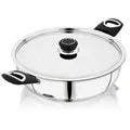 DONIV Stainless Steel Sorrento Sandwich Bottom Kadai with Steel Lid 24 cm -Induction Friendly