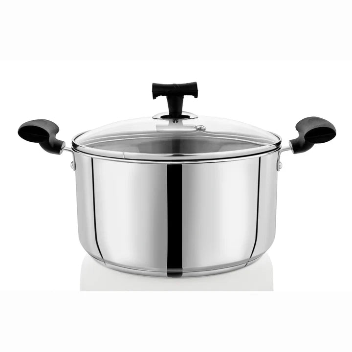 DONIV Stainless Steel Sandwich Bottom Solitaire Sauce Pot with Glass Lid & Side handle, Induction Friendly