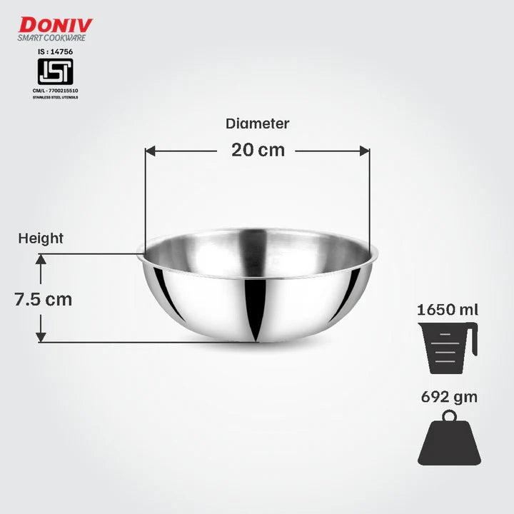 Doniv Titanium Triply Stainless Steel Tasla , Induction Friendly