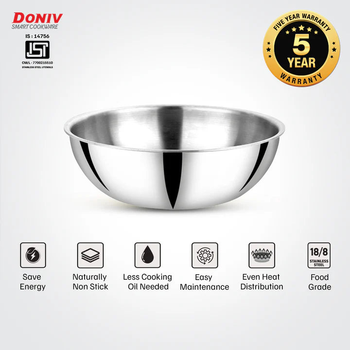 Doniv Titanium Triply Stainless Steel Tasla , Induction Friendly