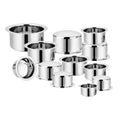 VINOD Stainless Steel Induction Friendly Round Bottom Tope Without Lid 12 Pieces Set Capacity from 300 ml to 6.70 Litre