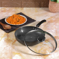 Vinod Hard Anodised Deep Frypan with Glass Lid (Induction Friendly)