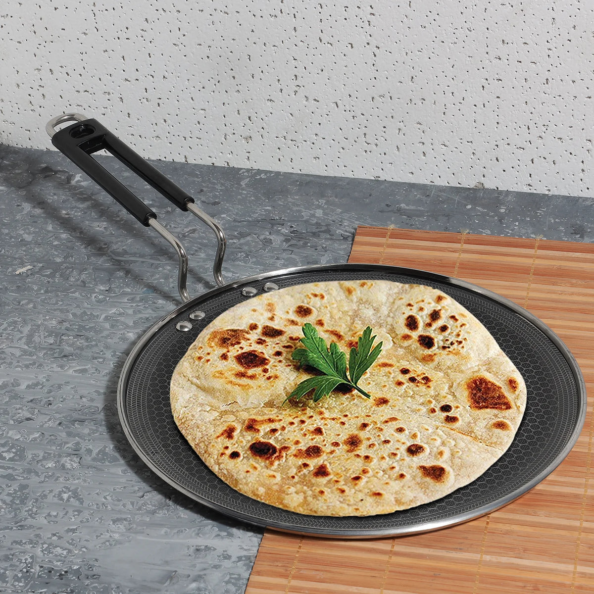 Vinod Platinum Triply Stainless Steel SAS Pro Concave Tawa - 25 cm (Induction Friendly)
