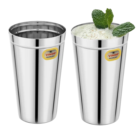 Vinod Stainless Steel Lassi Glass - Set of 2- Jumbo 650 ML | Durable & Elegant