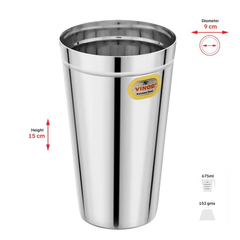 Vinod Stainless Steel Lassi Glass - Set of 2- Jumbo 650 ML | Durable & Elegant