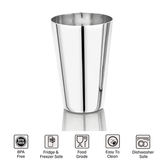 Vinod Stainless Steel Plain Glass, Set of 6 Pieces, No.8 – Capacity 400 ml