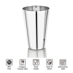 Vinod Stainless Steel Plain Glass, Set of 6 Pieces, No.7 – Capacity 300 ml