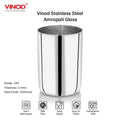 VINOD Stainless Steel Amrapali Glass Set of 6 with Highest Grade Steel, Mirror Finish, Strong & Tough, Dishwasher Safe & Rust Free