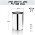 VINOD Stainless Steel Amrapali Glass Set of 6 with Highest Grade Steel, Mirror Finish, Strong & Tough, Dishwasher Safe & Rust Free