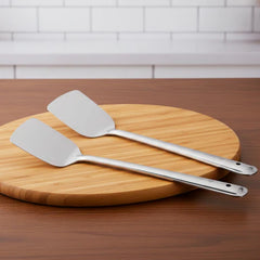 VINOD Stainless Steel Basting Turner / Khurpa/ Cooking Plata Turner Set of 2 - 34 cm, Highest Grade Stainless Steel, Rust Free, Dishwasher Safe