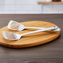 VINOD Stainless Steel Basting Slotted Turner / Cooking Plata Set of 2 - 36 cm, High Quality Stainless Steel, Rust Free, Dishwasher