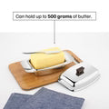 VINOD Stainless Steel Butter Dish With Butter Knife & Lid, Highest Grade Steel Build, Rust Free Finish And Dishwasher Safe Design