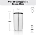 Vinod Stainless Steel Fusion Glass – Six Glasses in one Box – 400 ml