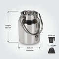 VINOD Stainless Steel Milk Can / Barni / Oil Can 6.5 Litre with Heavy Gauge Steel, Jointless Body, Glossy Finish, Non-Reactive Surface, Rust Free