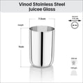 VINOD Stainless Steel Juicee Glass Set of 6 Highest Grade Steel, Tough & Strong, Dishwasher Safe, Rust Free, Long Lasting