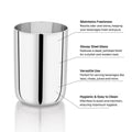 VINOD Stainless Steel Juicee Glass Set of 6 Highest Grade Steel, Tough & Strong, Dishwasher Safe, Rust Free, Long Lasting