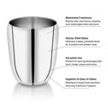 VINOD Stainless Steel Mango Glass Set of 6 - 300 ml with Highest Grade Steel, Mirror Finish, Rust Free, Strong and Tough, Dishwasher Safe
